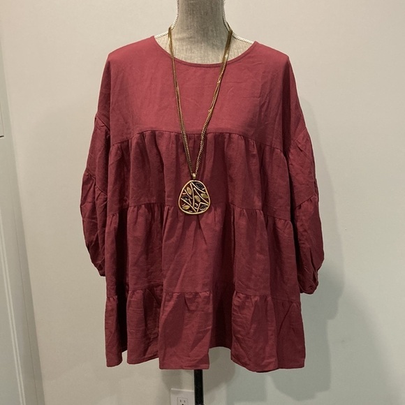 LUNAR Fox MAYA BLOUSE - MAROON Size 12 LARGE - Picture 6 of 15
